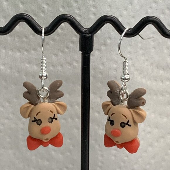 Reindeer Earring, Rudolph Earring, Gift Idea, Christmas Earring, Holiday Earring - Picture 5 of 6